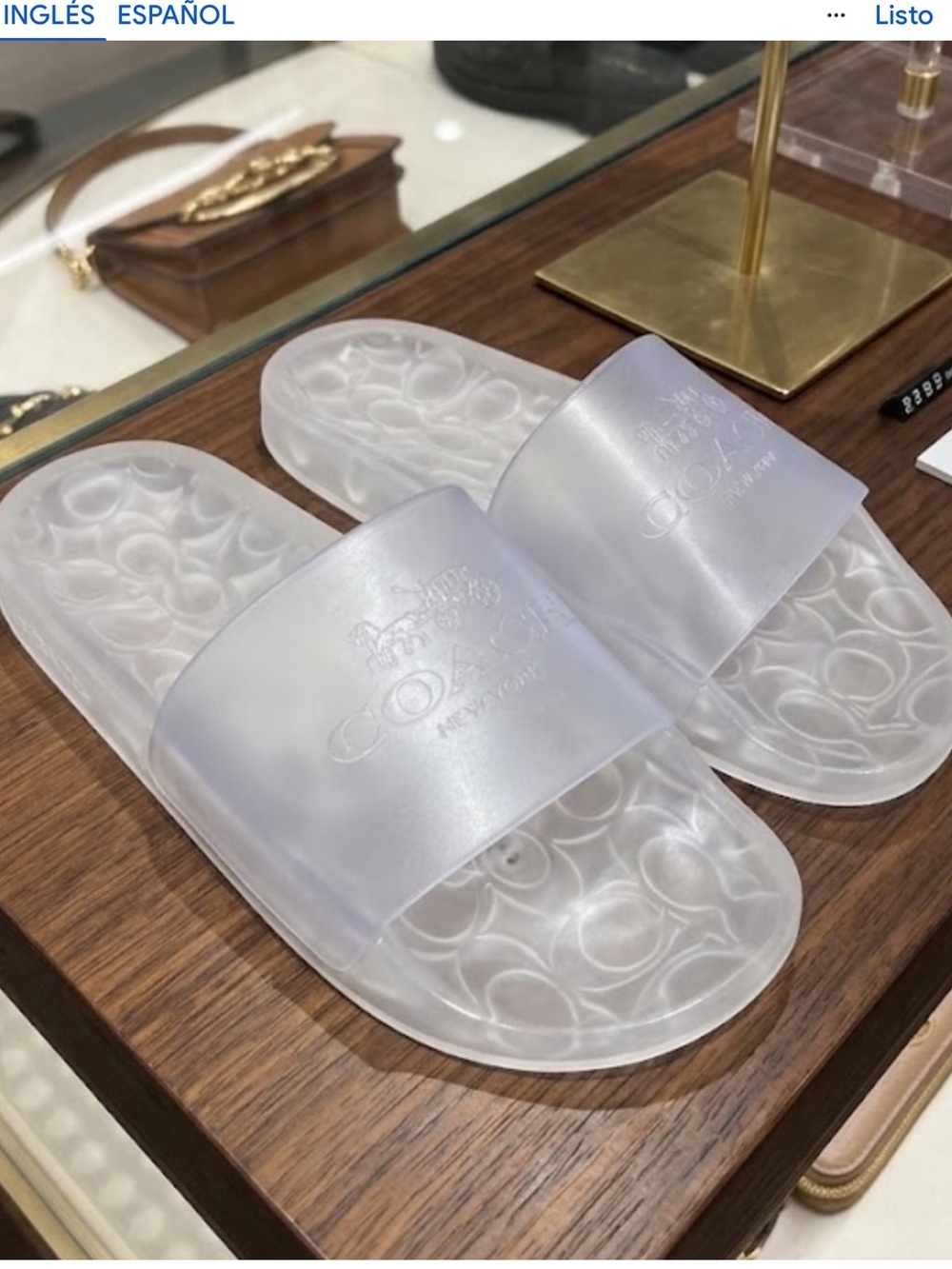 Coach Translucent White Logo Slide Sandals